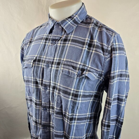 Lucky Brand Shirt mens Medium Blue Button Up Lightweight Flannel Plaid Outdoors - Picture 4 of 8